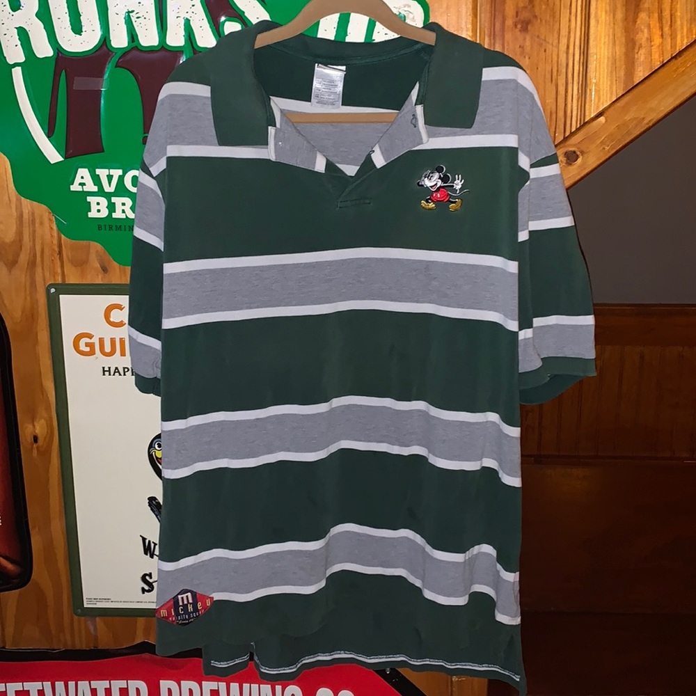Disney Vintage Mickey Mouse Green/Gray Polo XXL